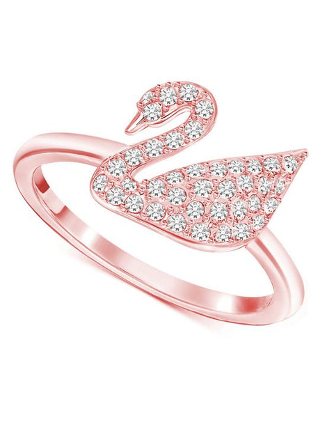 CZ Rose Gold Swan Jewelry Set - Pendant Bracelet Earrings Ring - Shop N Save