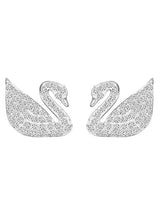 CZ Swan Jewelry Set - Silver Plated Bracelet Earrings Ring Ensemble. - Shop N Save