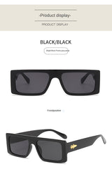 Small Frame Square Metal Decorative Unisex Sunglasses - Black - Shop N Save