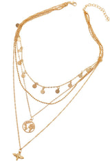 Gold-Plated Multi-Layered Necklace: Women's Shimmering Statement - Shop N Save