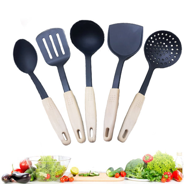 5 Pieces Non Stick High Quality Silicone Cooking Spoon Set