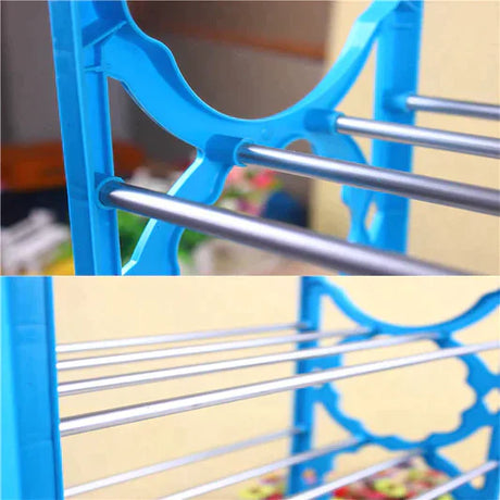 Wide Capacity 5 Layers Creative Design Foldable Shoe Rack - Sea Green - Shop N Save