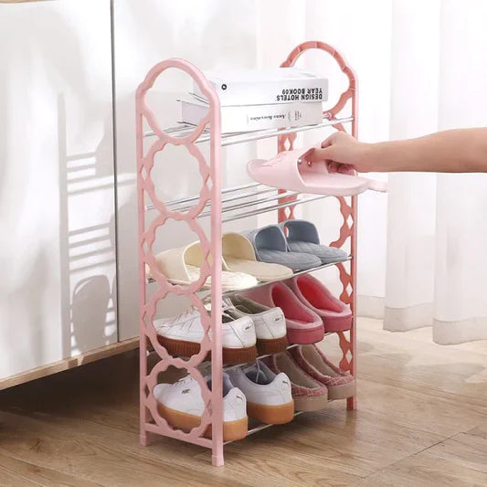 Wide Capacity 5 Layers Creative Design Foldable Shoe Rack - Sea Green - Shop N Save