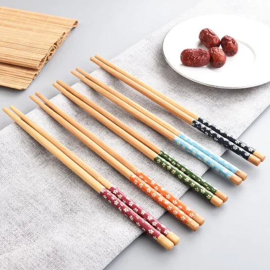 Natural Wooden Bamboo Hand Made Chopsticks - Light Brown - Shop N Save