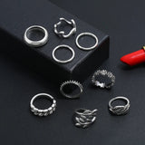Docona 9pcs Bohemia Sunflower Rings: Silver Midi Knuckle Anillos Set for Women - Shop N Save