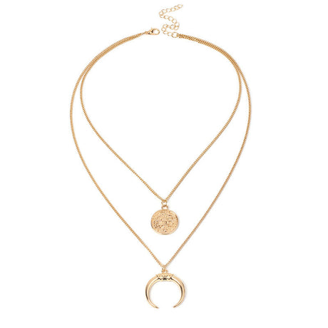 European Style Moon Disk Necklace - Exaggerated Fashion Jewelry - Shop N Save