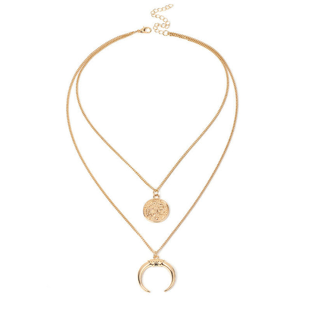 European Style Moon Disk Necklace - Exaggerated Fashion Jewelry - Shop N Save