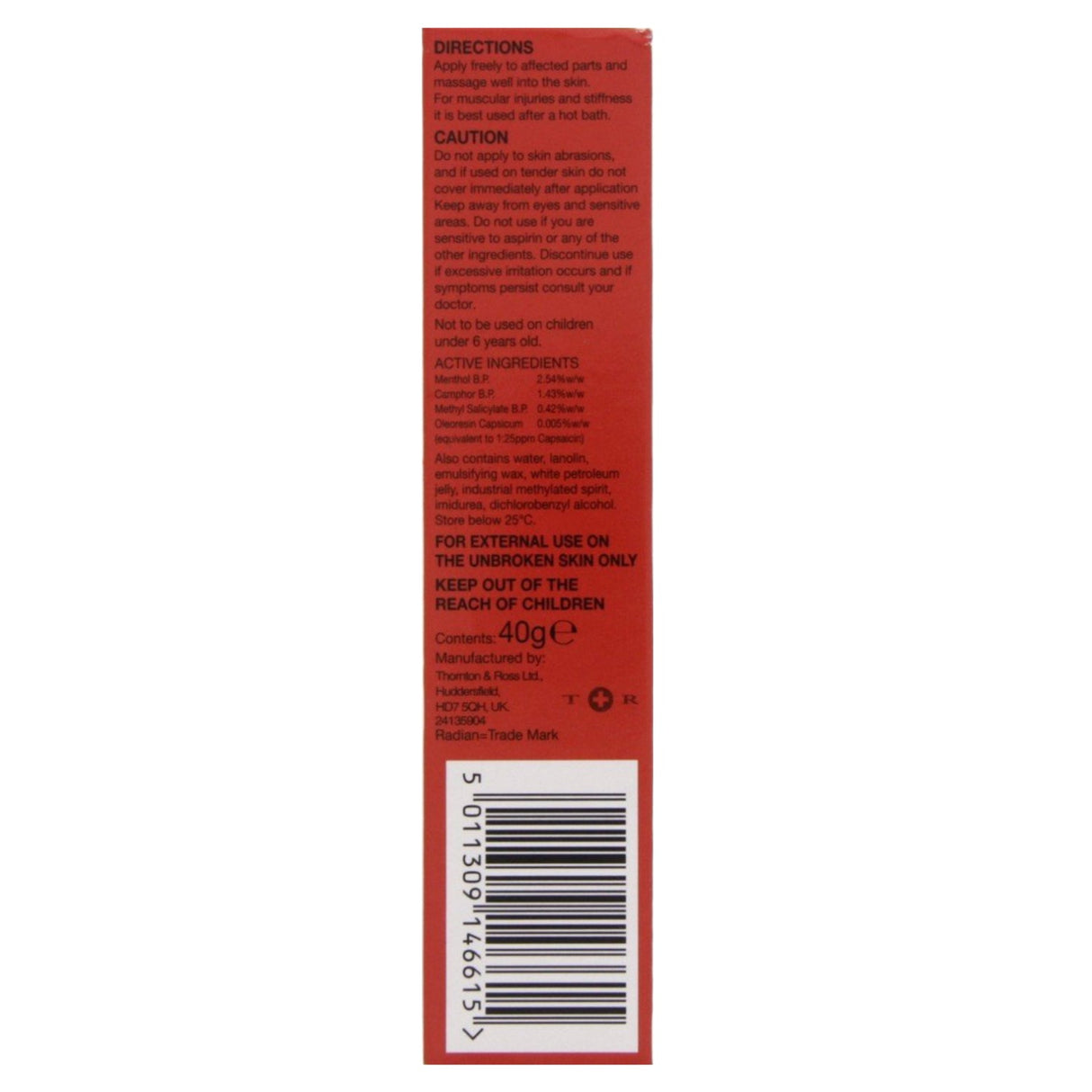 Radian Massage Cream 40g: Targeted Relief, Portable, Effective