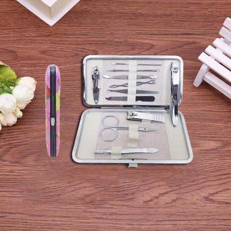 11 Pcs Stainless Steel Nail Clippers Kit with Case - Silver - Much My