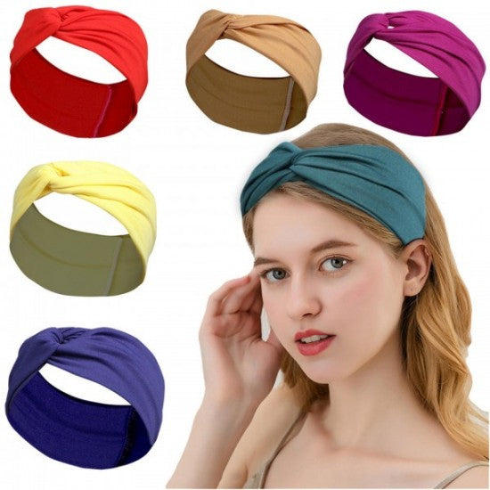 Boho Wide Twist Head Bands Head wraps Thick Hair Accessories - Black