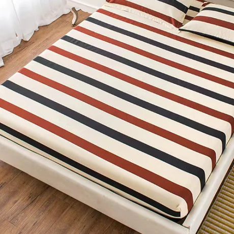 Colorful Stipes Design Elastic Bed Sheet Cover with 2 Pcs Pillow Covers - 150 X 200cm