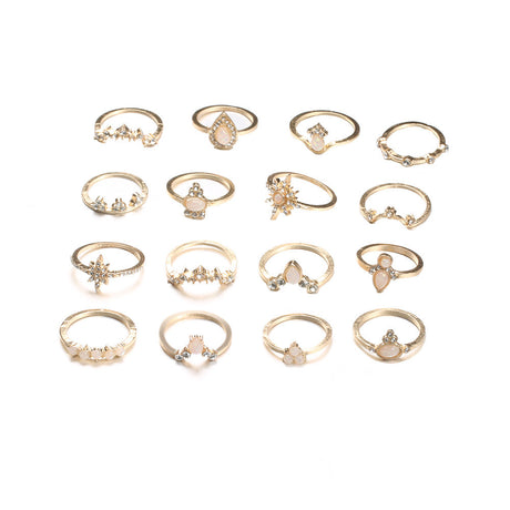Opal Diamond Joint Ring Set - European American Retro Style - Shop N Save