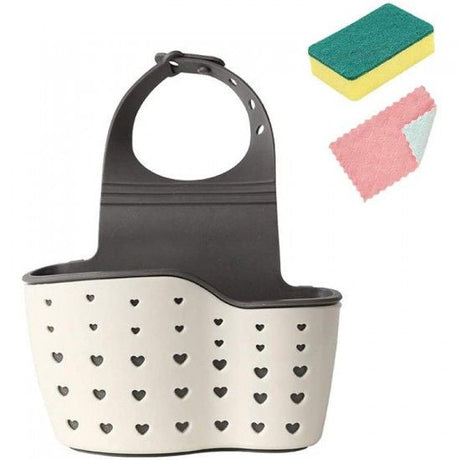 Sink Shelf Soap Sponge Drain Rack Silicone Storage Bag - Light Green