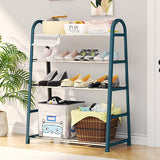 Compact 5 Shelf Shoe Organizer Ideal for School Office and Home! Easy-to-Install Plastic Rack Saves Space and Offers Versatile Storage - Shop N Save