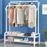 Double Rail Clothes Rack Hanger With Shoes Organizer