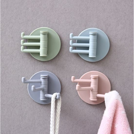 Multi Functional 3 Branch Rotating Wall Hook - light pink
