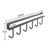 Iron Kitchen Storage Racks Holders 6 Hooks Single Row Hanger - black