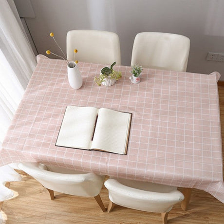 Waterproof Simple Oilproof Lattice Table Cloth - 137x137 CM - Pink
