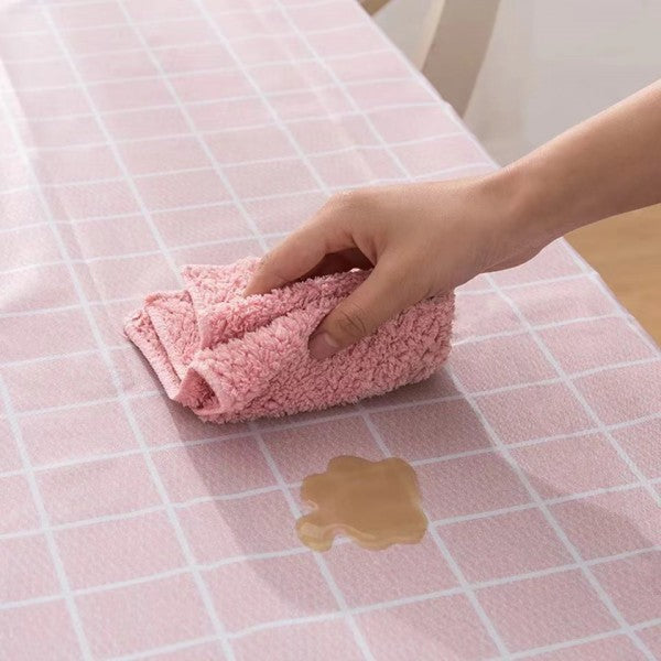 Waterproof Simple Oilproof Lattice Table Cloth - 137x137 CM - Pink