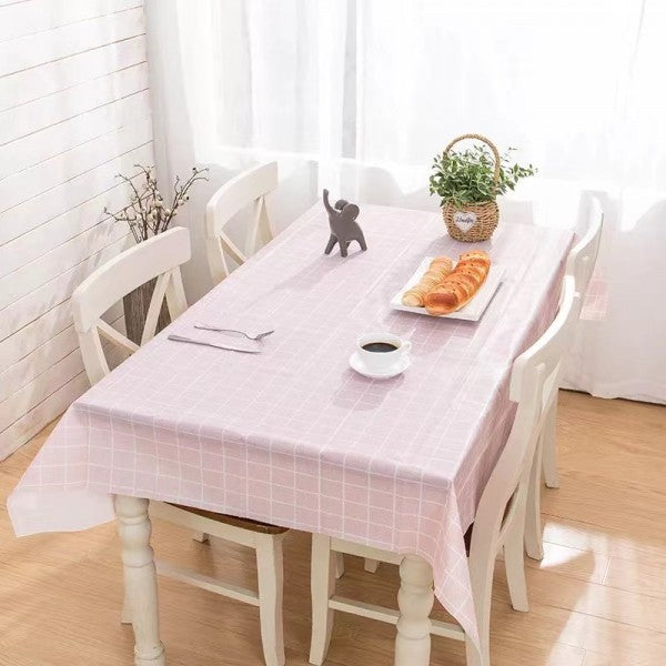 Waterproof Simple Oilproof Lattice Table Cloth - 137x137 CM - Pink