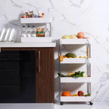 4 Tier Multifunction Plastic Shelving Rack With Wheels - Shop N Save