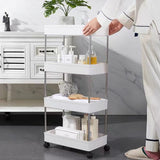 4 Tier Multifunction Plastic Shelving Rack With Wheels - Shop N Save