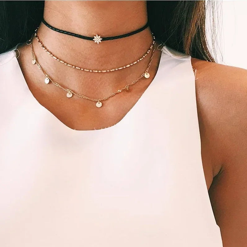 Three-Tier Star Pendant Choker: Fashionable Women's Jewelry - Shop N Save