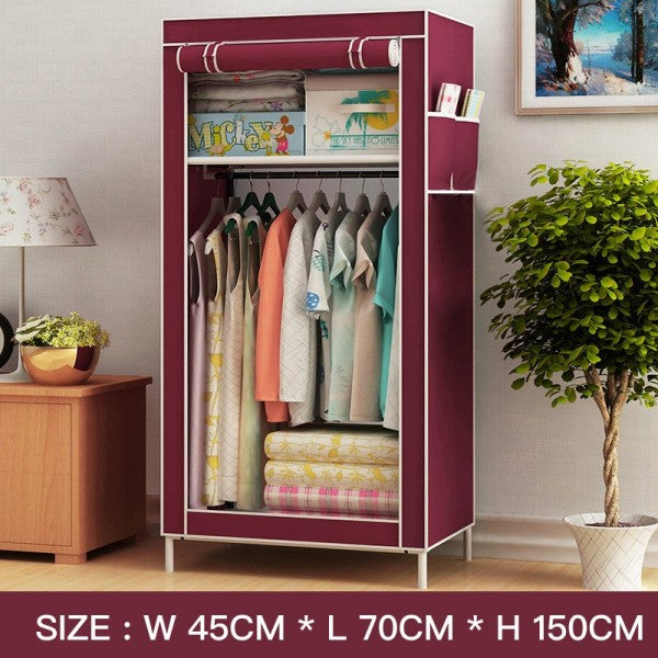 Dust And Moisture Proof Large Capacity Storage Wardrobe - Wine Red