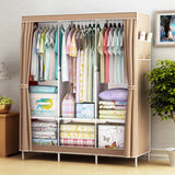 High Capacity Dustproof Household Clothes Storage Wardrobe - Wine Red