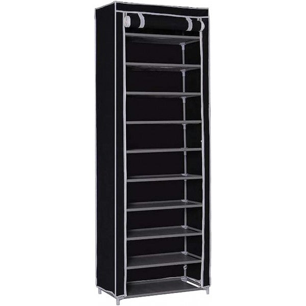 9 Layer Simple Dustproof Storage Shoe Cabinet Rack - Wine Red - Shop N Save