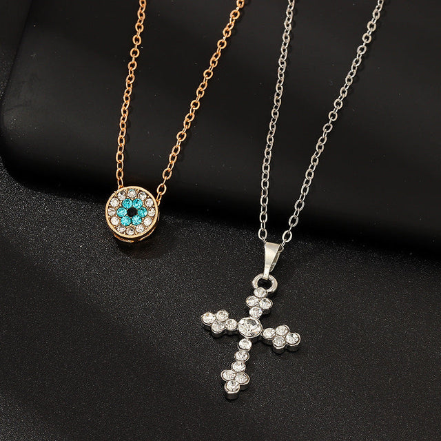 European American Cross Necklace - Retro Diamond Pendant Fashion - Shop N Save