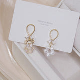 Cute Bear Earrings: 14K Gold, Pearl Crystal Studs for Women - Shop N Save