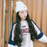 Wig for women with long curly hair, autumn and winter knitted plush hat wig, one-piece women's fashion big wavy wool hat wig