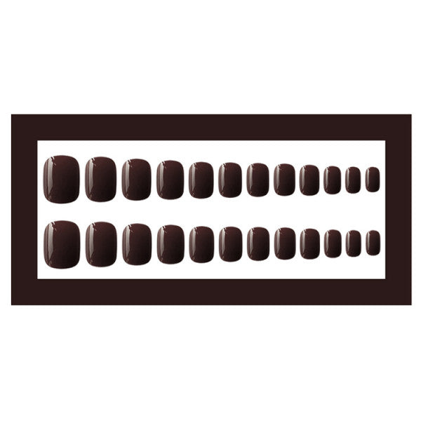 Glam Set: 24 Brown Short Adhesive Nails - Casual &amp; Formal Chic - Shop N Save
