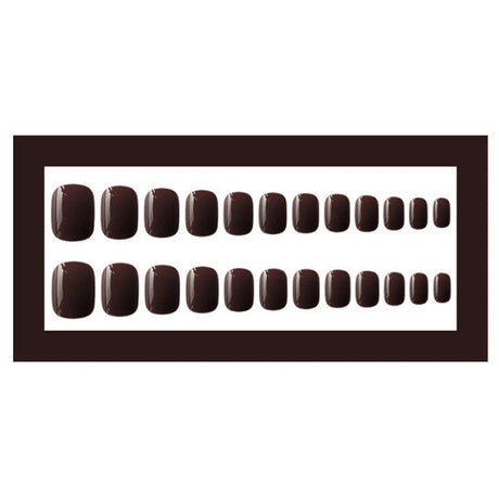 Glam Set: 24 Brown Short Adhesive Nails - Casual &amp; Formal Chic - Shop N Save