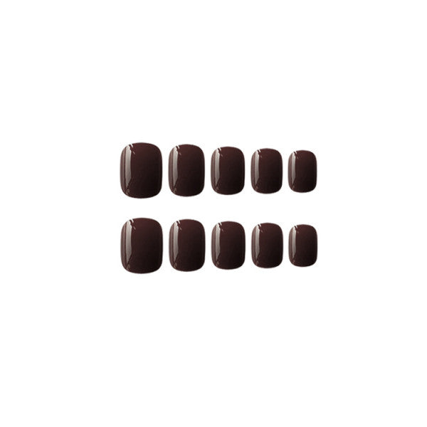 Glam Set: 24 Brown Short Adhesive Nails - Casual &amp; Formal Chic - Shop N Save