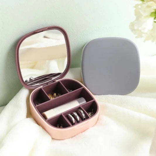Mini Jewelry Organizer Storage Box With Mirror - White - Shop N Save