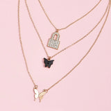 Boho Gem Lock Necklace Set - Ge - Shop N Save