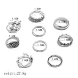 Docona 9pcs Bohemia Sunflower Rings: Silver Midi Knuckle Anillos Set for Women - Shop N Save