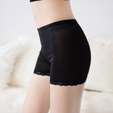 Lace Patched Solid Color Women Boxer Underwear - Black
