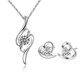 Sparkling Silver Crystal Pendant Necklace Set Fashionable Women's Jewelry with Silver Plated Faux Crystals