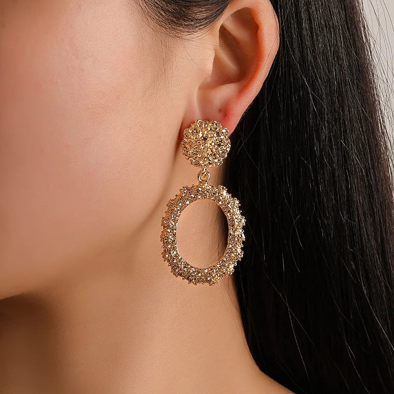 Punk Heavy Metal Geometric Gold Drop Earrings for Women - Shop N Save