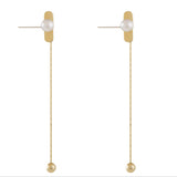 Pearl Earrings - Golden, Korean Minimalist, Adjustable Chain - Shop N Save