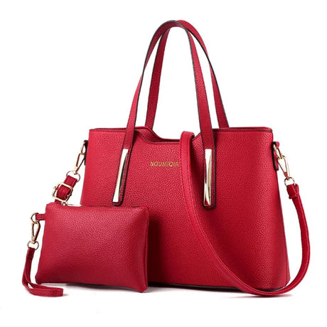 Stunning Wine Red Bag Set 2 Piece PU Leather Collection for Fashionable Women - Shop N Save