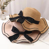 Large Brim Sun Protection Wave Edge Hat Beach Cap - Dark Blue
