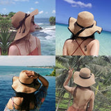 Large Brim Sun Protection Wave Edge Hat Beach Cap - Khaki