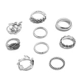 Docona 9pcs Bohemia Sunflower Rings: Silver Midi Knuckle Anillos Set for Women - Shop N Save