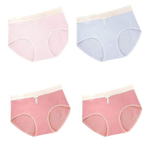 Elastic Waist Bow Patched Summer Thin Soft Fabric Women Underwear - Light Pink