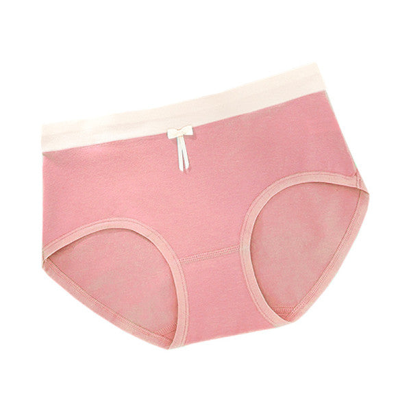 Elastic Waist Bow Patched Summer Thin Soft Fabric Women Underwear - Light Pink