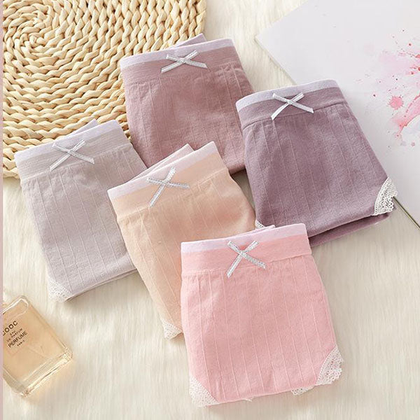 Lace Patched Summer Thin Fabric Women Underwear - Bean Paste